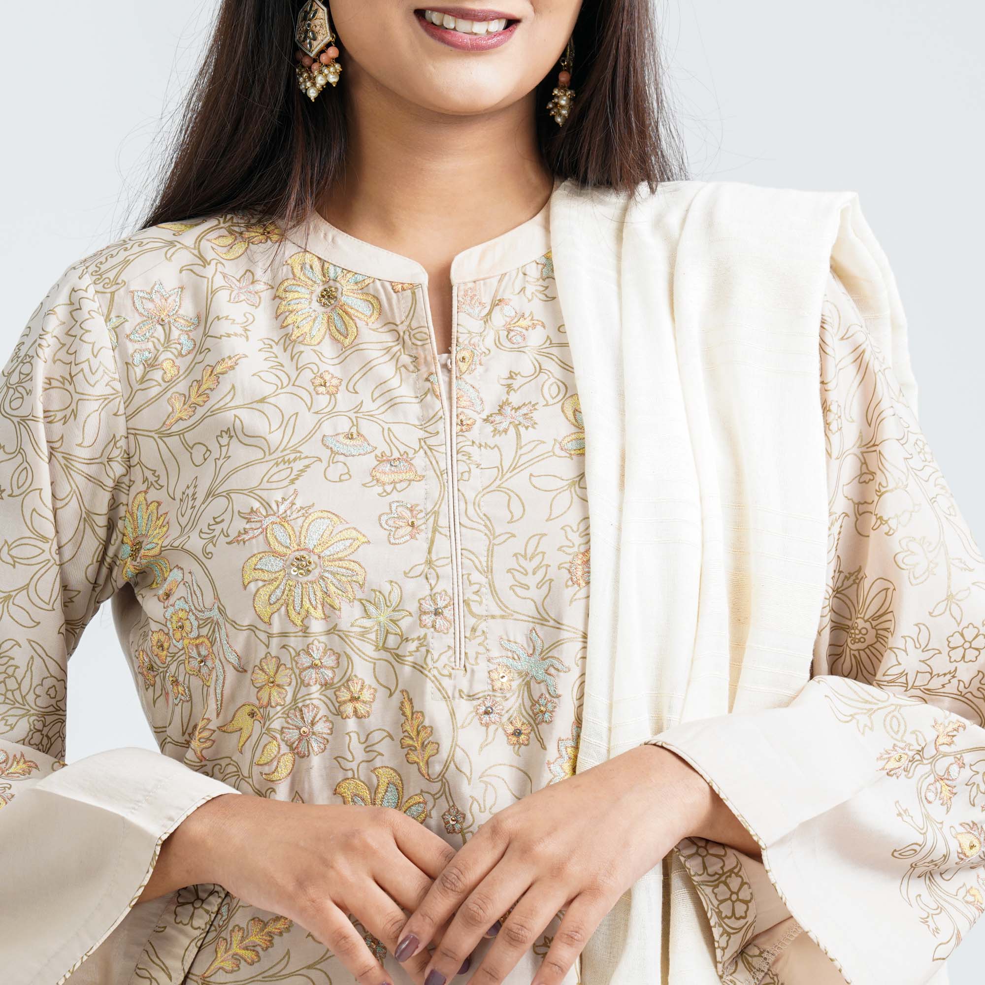 Women’s Beige Silk Three Piece Set thumbnail 2
