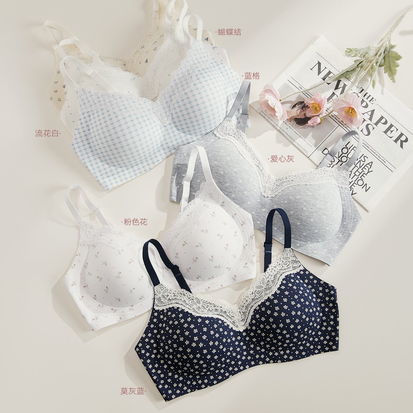 Seamless Wireless Push Up Bra Breathable French Lace Bralette thumbnail 2