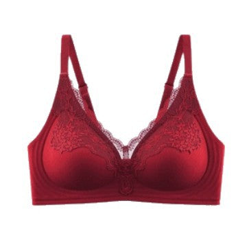 Red Wireless Push Up Bra Festive Soft Support Wedding Lingerie Crimson thumbnail 2