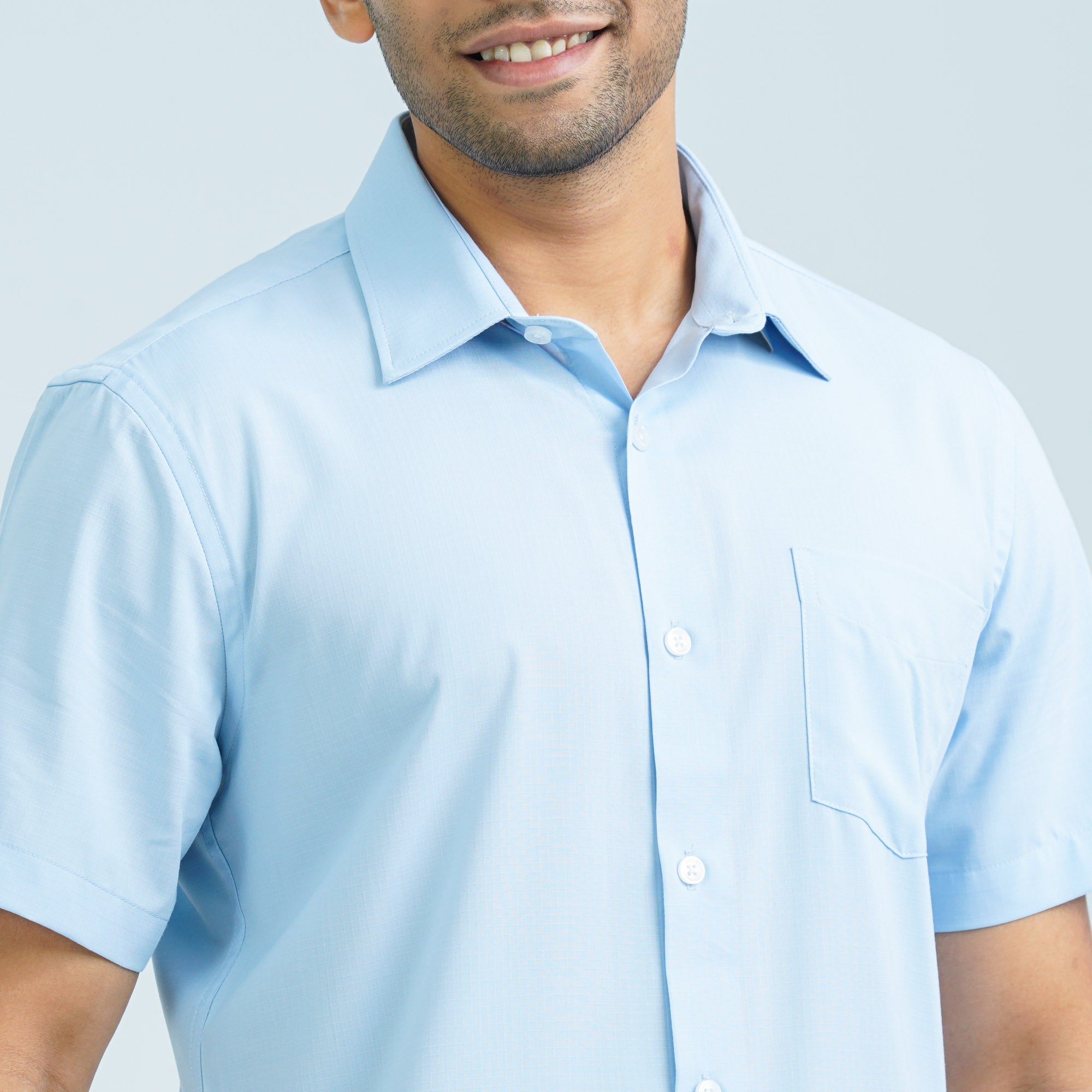Men’s Sky Blue Casual Shirt thumbnail 2