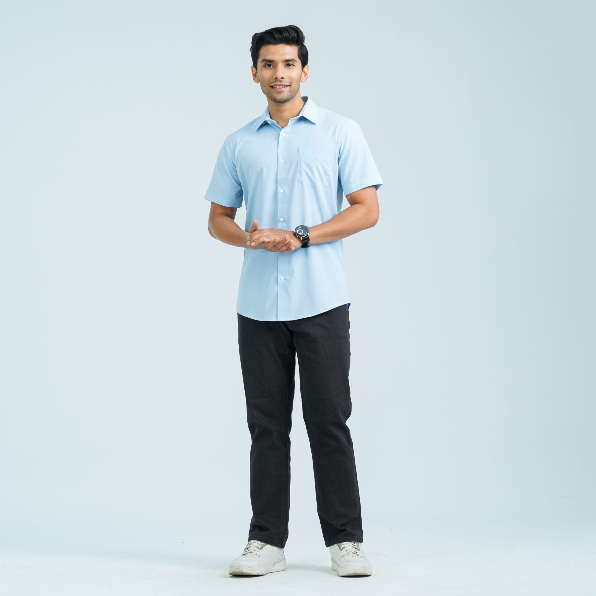 Men’s Sky Blue Casual Shirt thumbnail 3