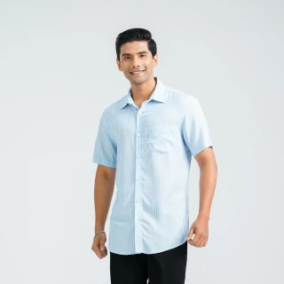 Men’s Blue Stripe Viscose Shirt thumbnail 1