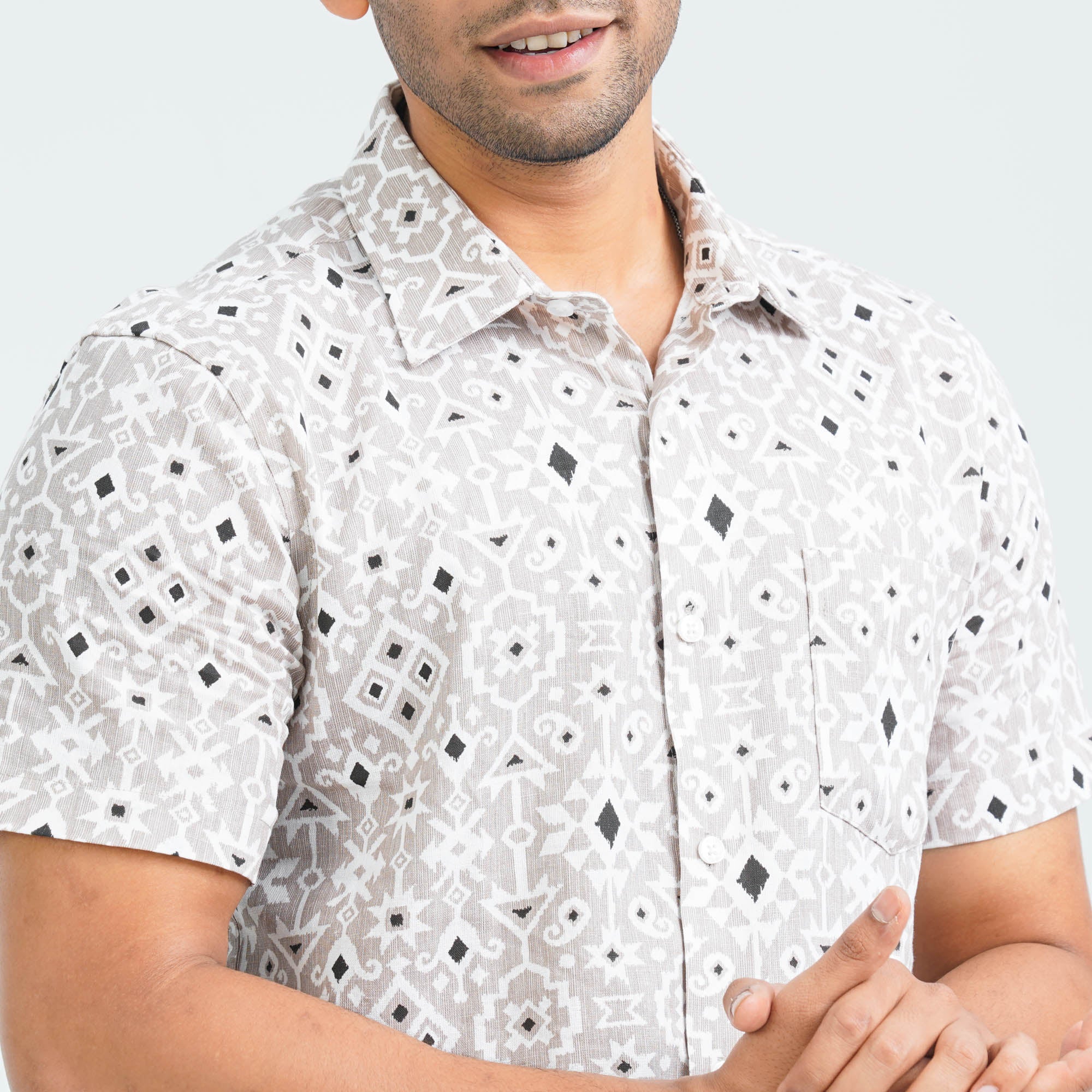 Men’s Beige Casual Cotton Shirt thumbnail 2