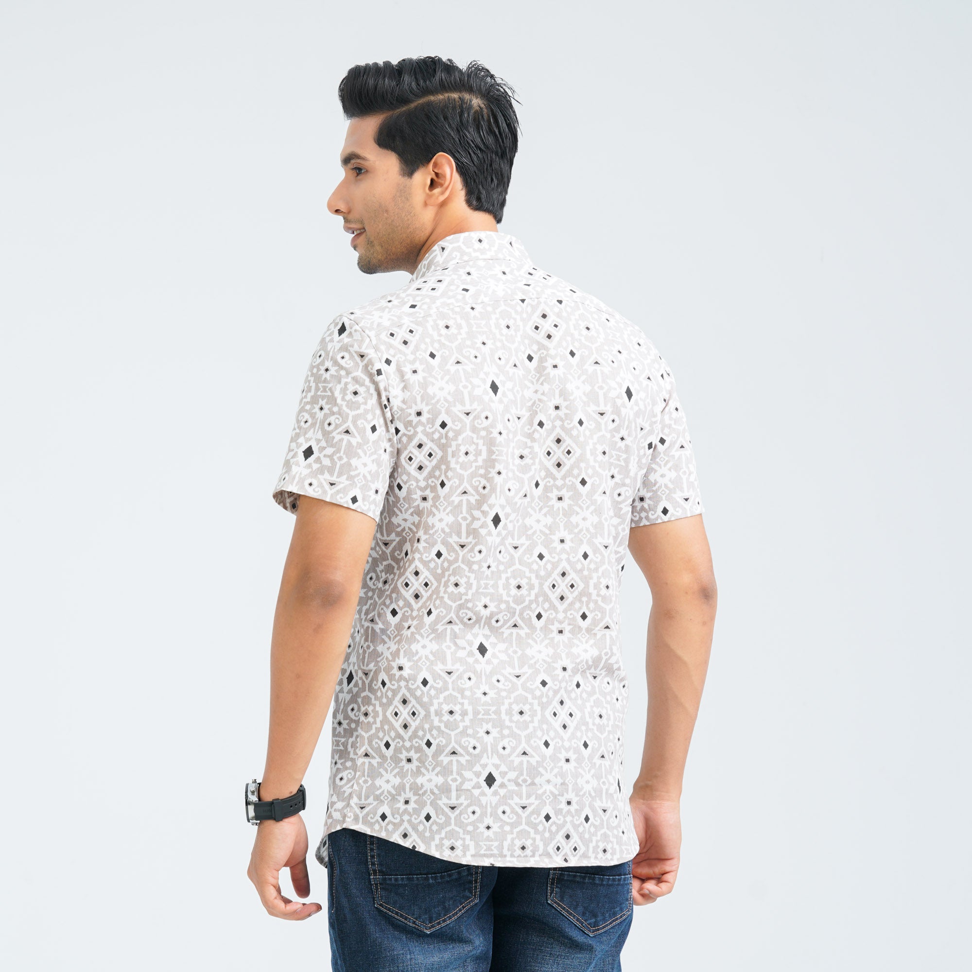Men’s Beige Casual Cotton Shirt thumbnail 4