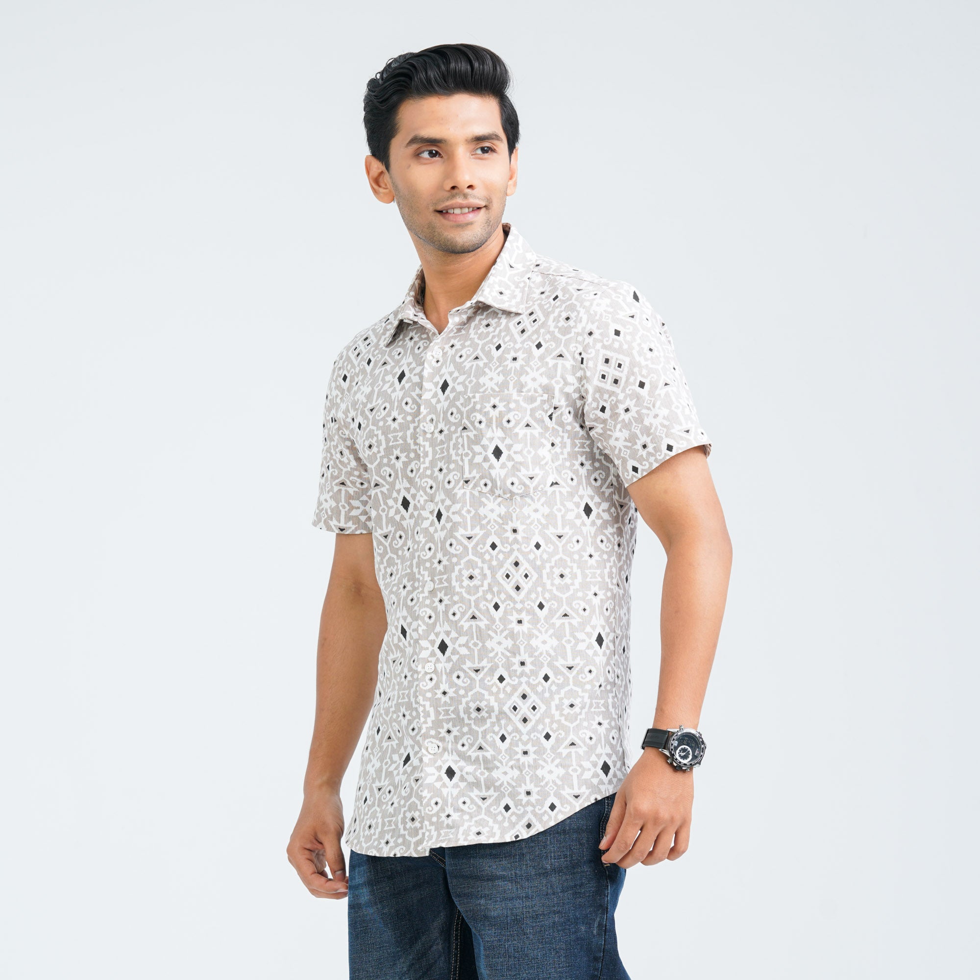 Men’s Beige Casual Cotton Shirt thumbnail 5