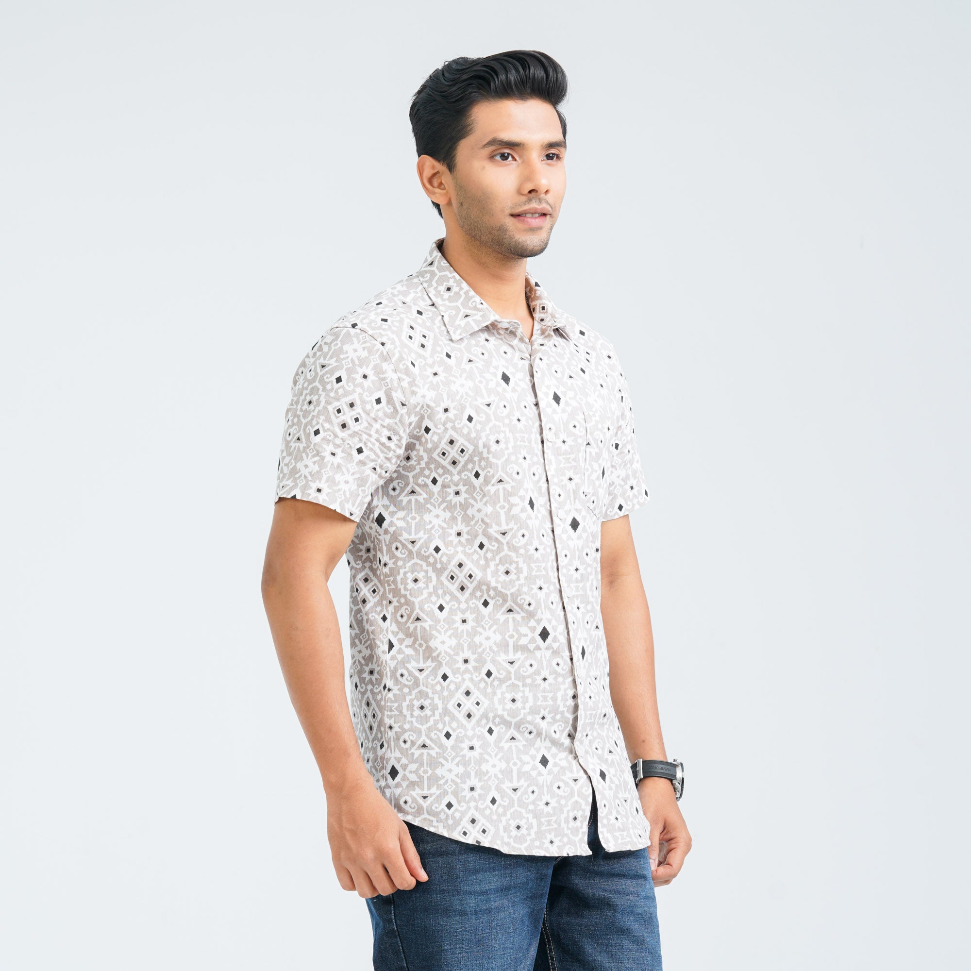 Men’s Beige Casual Cotton Shirt thumbnail 6