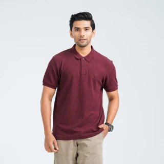 Men’s Maroon Cotton Polo thumbnail 1