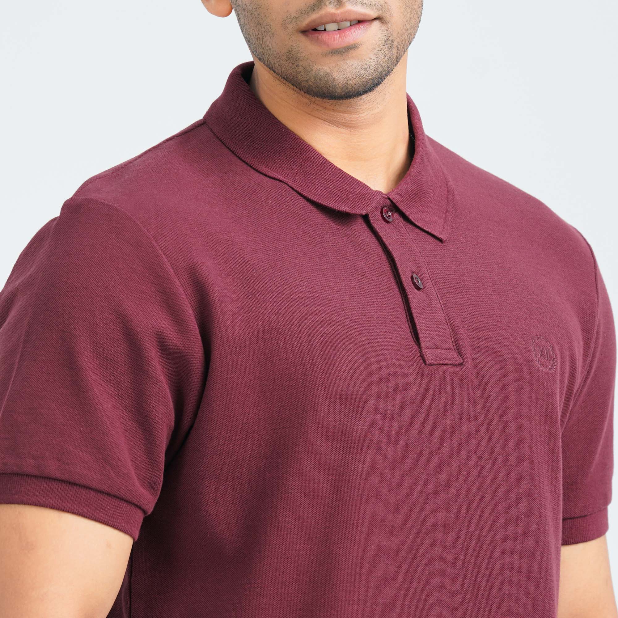 Men’s Maroon Cotton Polo thumbnail 2