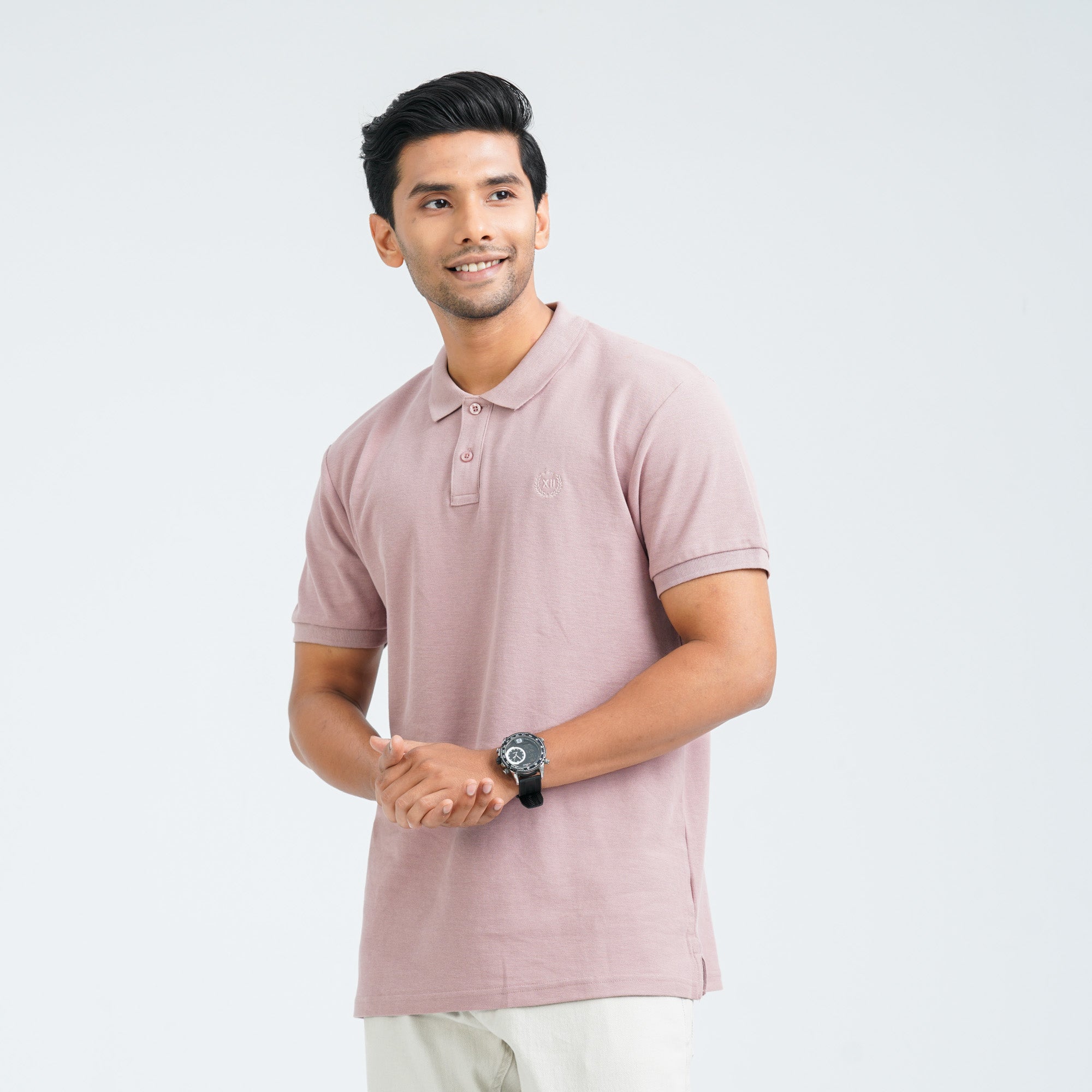 Men’s Dusty Pink Cotton Polo thumbnail 3