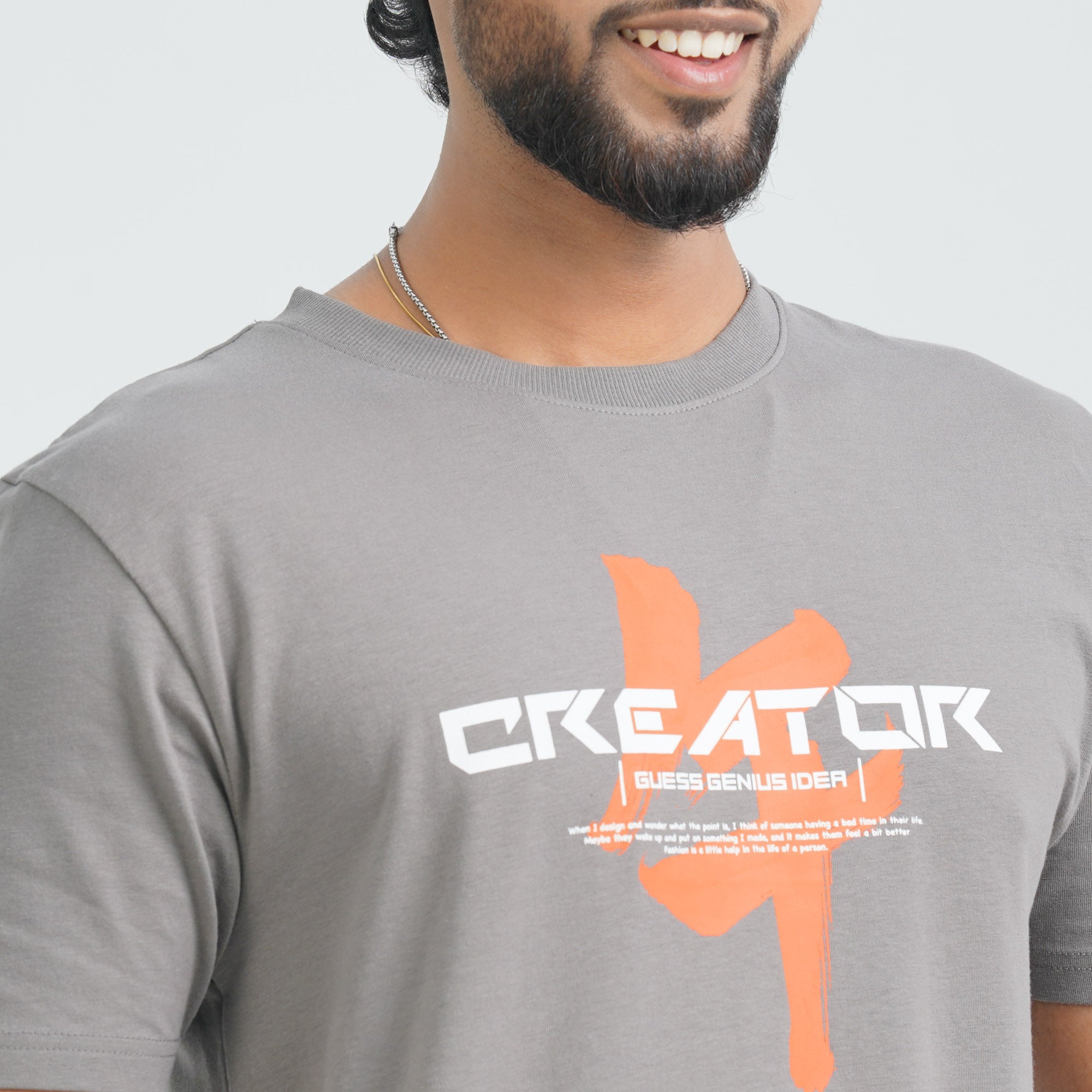 Men's Cotton Grey T-Shirt thumbnail 2
