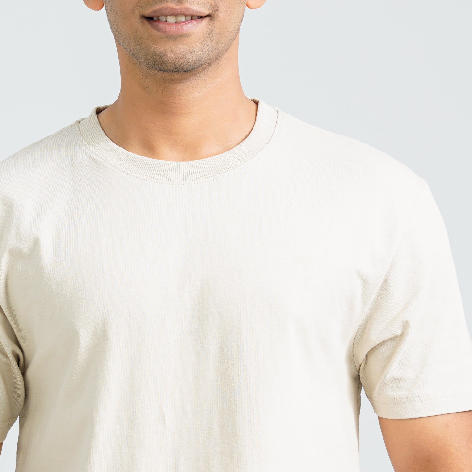 Men's Beige Cotton T-Shirt thumbnail 2