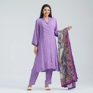 Women’s Lavender Viscose Three Piece Set thumbnail 1