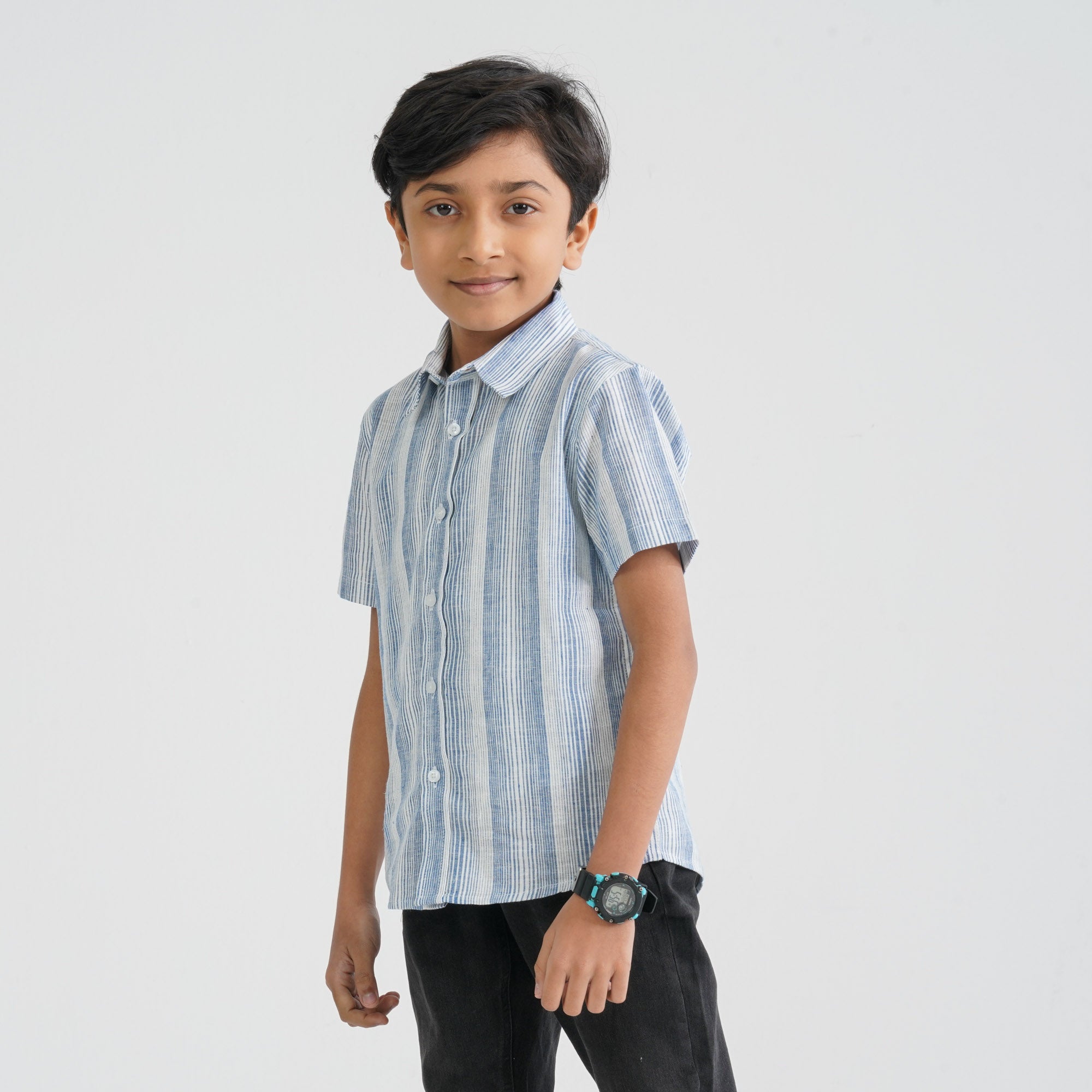 Baby Boy's White & Blue Cotton Shirt thumbnail 4
