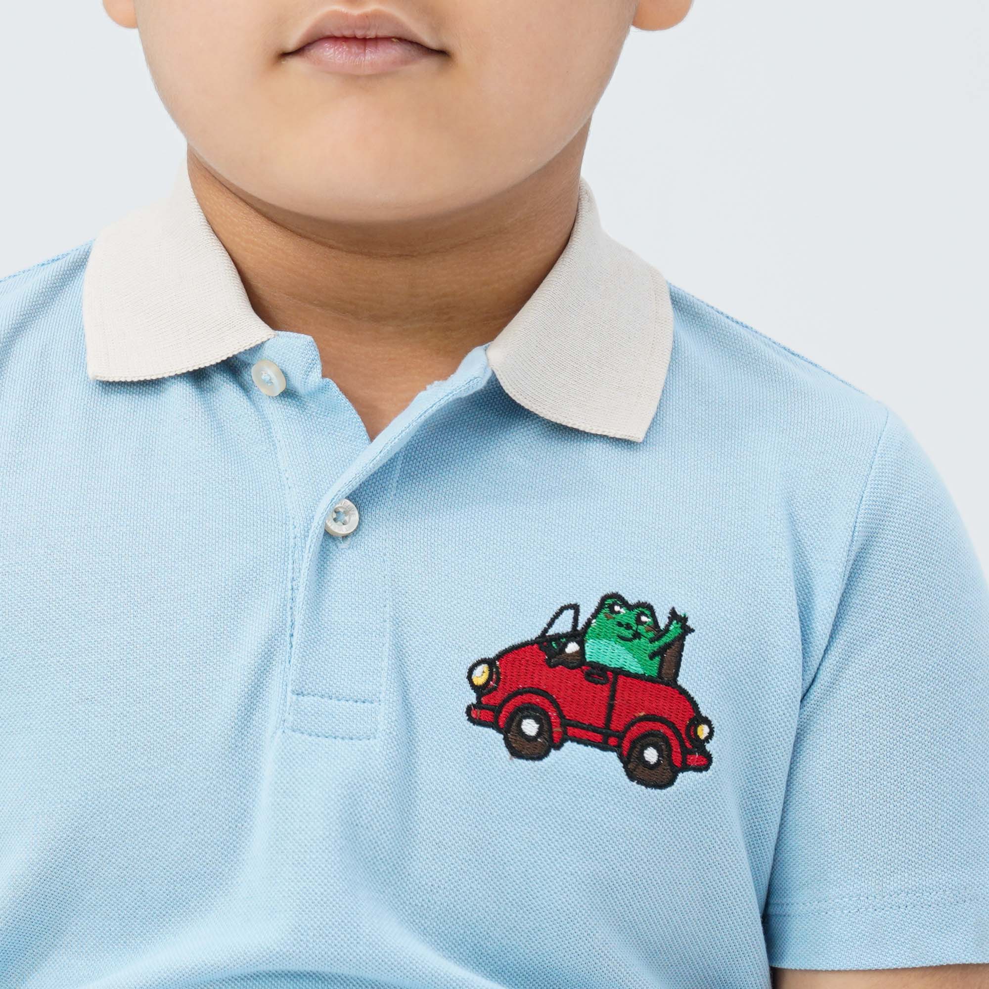 Baby Boy's Sky Blue Cotton Polo thumbnail 2