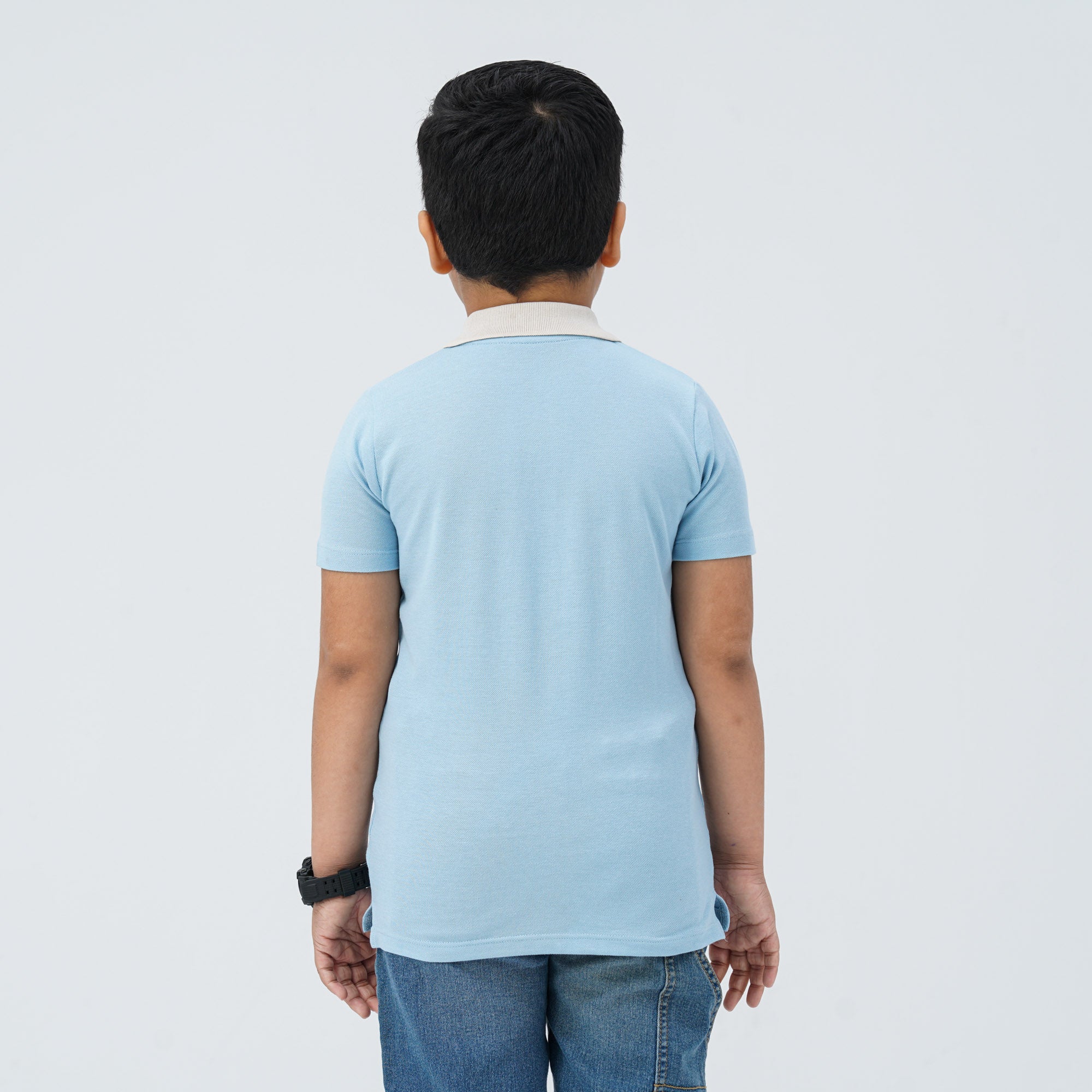 Baby Boy's Sky Blue Cotton Polo thumbnail 4