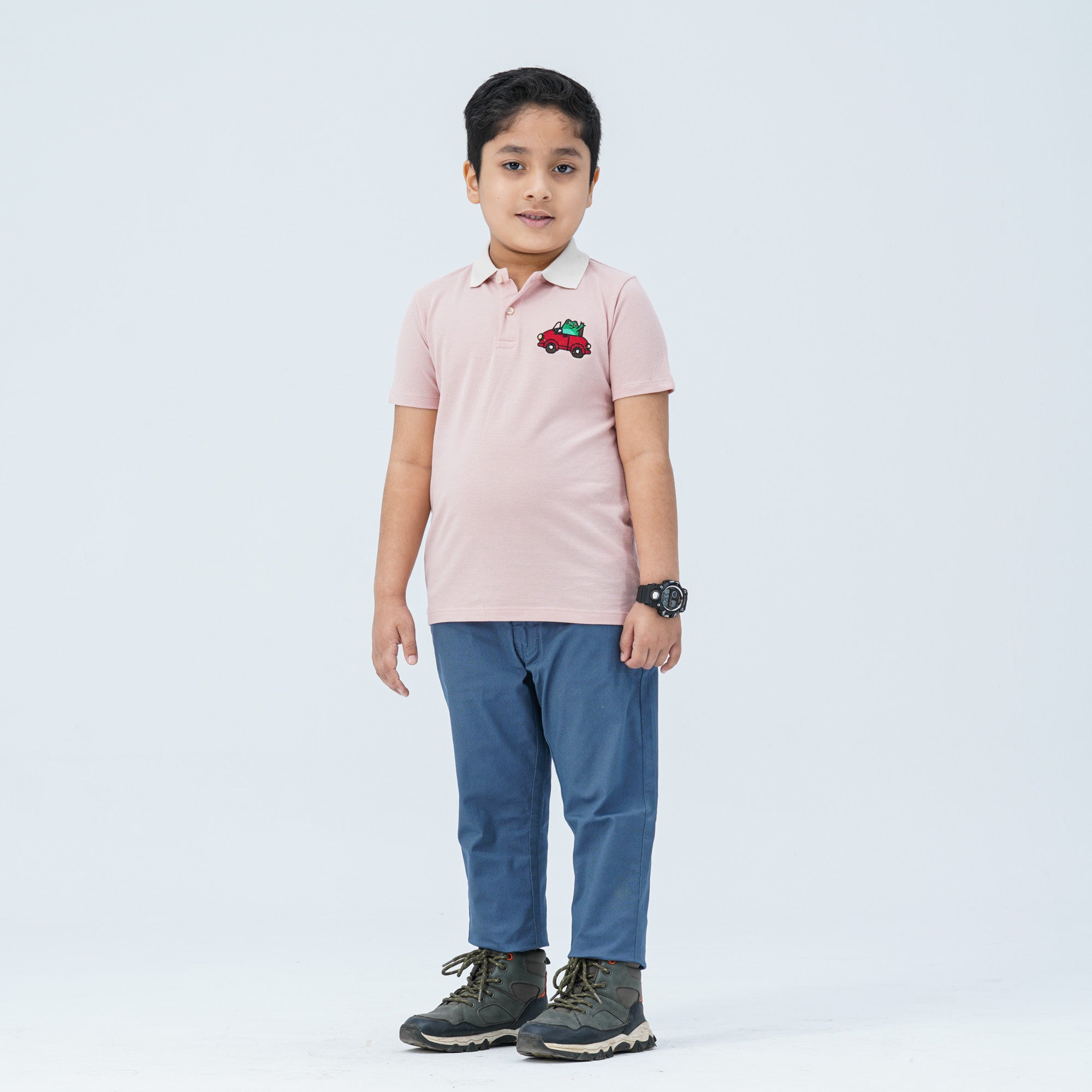 Baby Boy's Pink Cotton Polo thumbnail 2