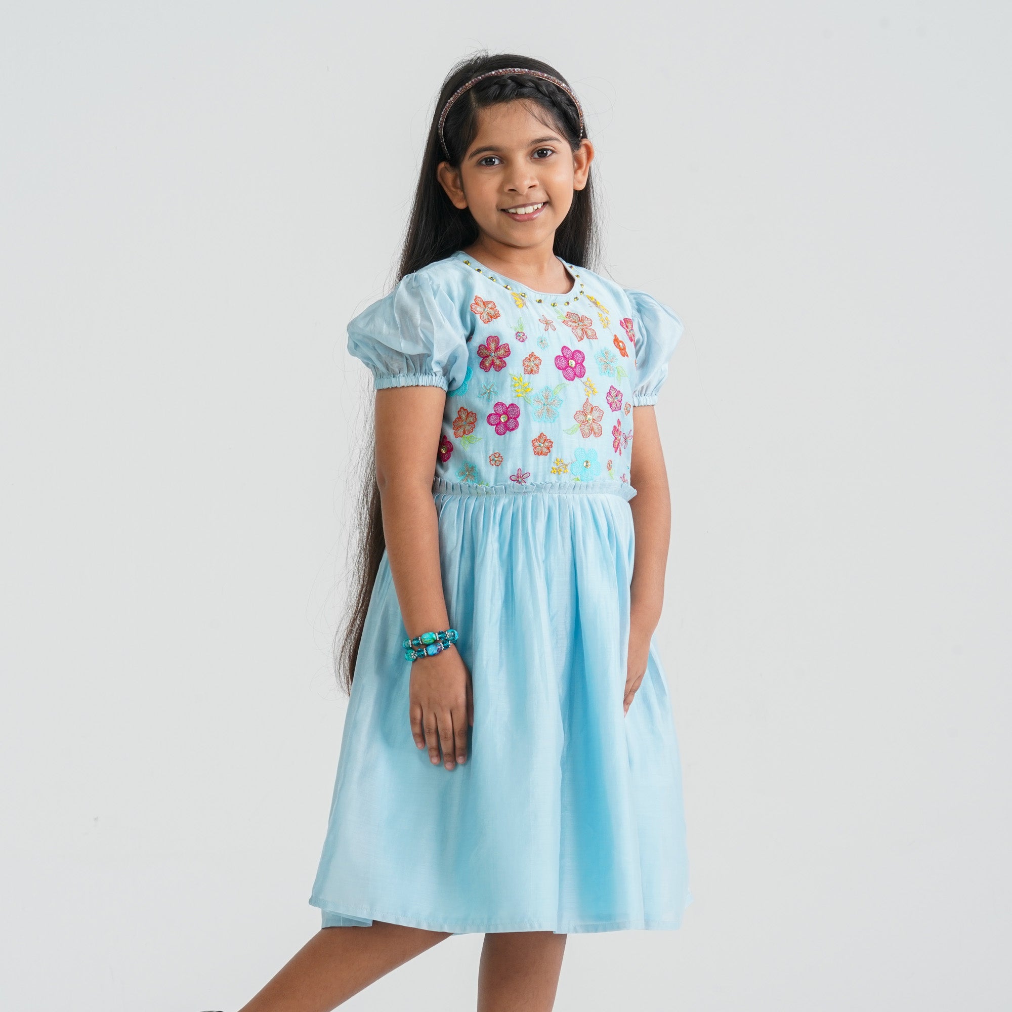 Girls Sky Shine Cotton Frock thumbnail 3