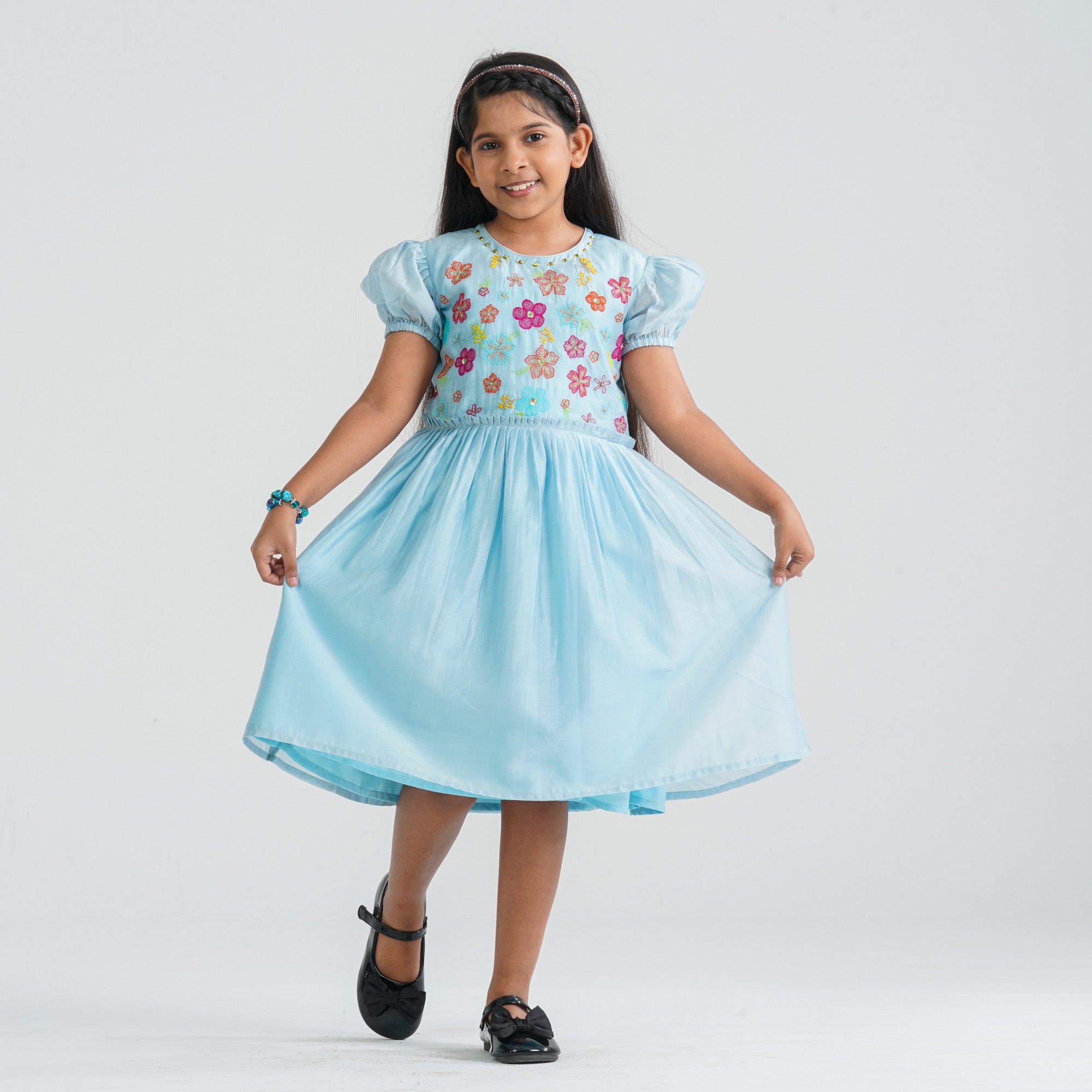 Girls Sky Shine Cotton Frock thumbnail 5