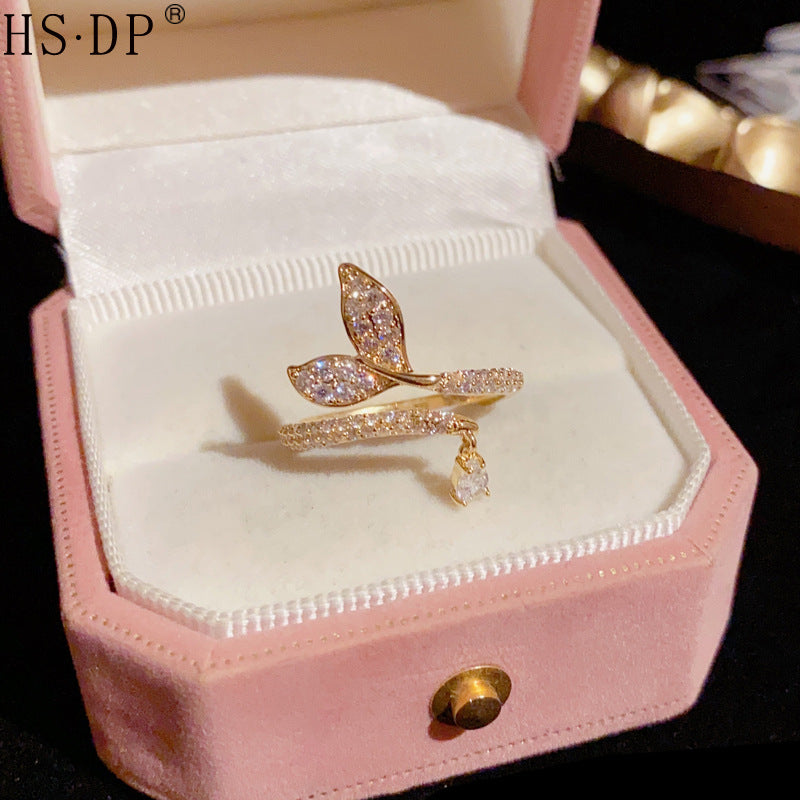 Elegant Zircon Fish Tail Open Ring for Women thumbnail 2