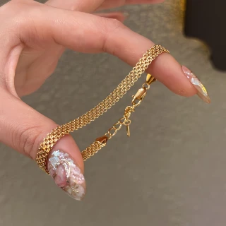 Retro 18K Gold Plated Copper Chain Bracelet For Women Elegant thumbnail 1