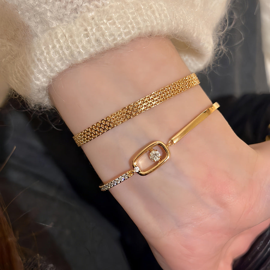 Retro 18K Gold Plated Copper Chain Bracelet For Women Elegant thumbnail 2