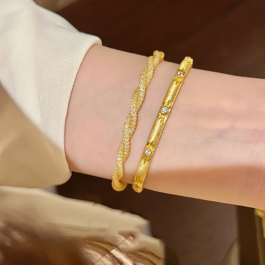 Elegant Italian Twisted Mesh Retro Bracelet - Gold Finish thumbnail 2